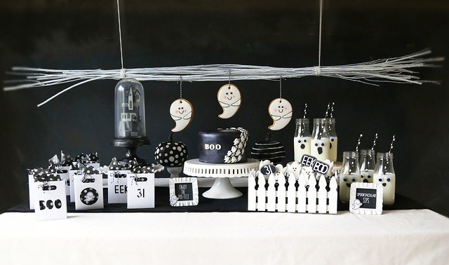 a black and white halloween party