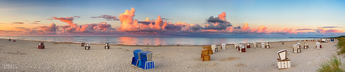 sunset sea beach clouds reflections landscape deutschland evening landscapes chair colorful balticsea baltic usedom mecklenburgvorpommern beachchair balticbeach karlshagen