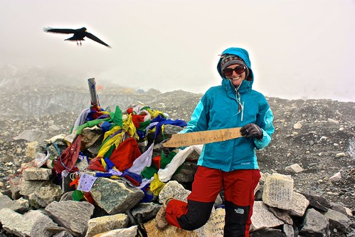 Lina and a bird at Everest Base Camp
