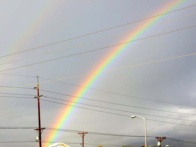 not just rain -- a rainbow too.