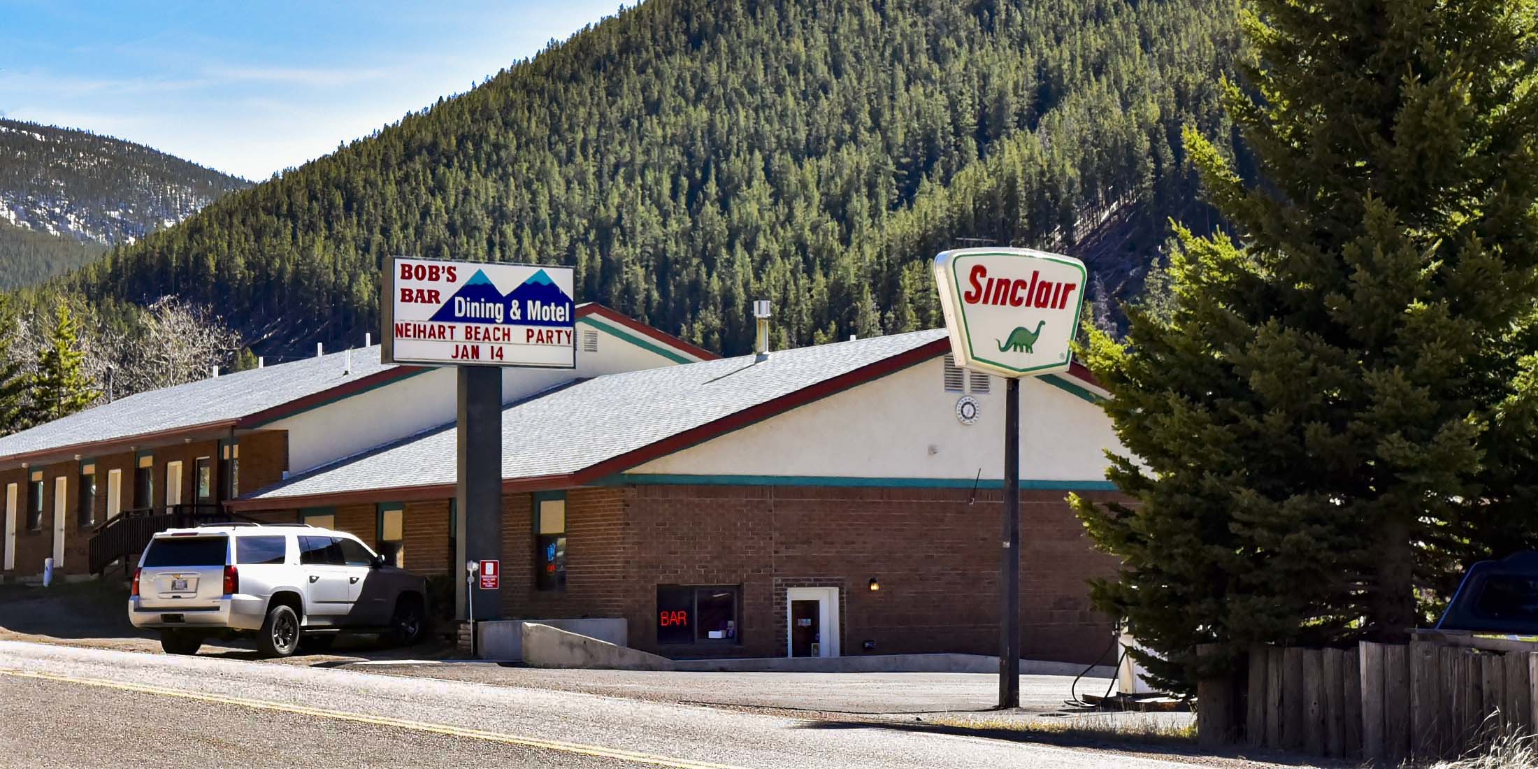 Fuel up at Bob's Bar Dining and Motel in Neihart, Montana  on Highway 89 in Cascade County.