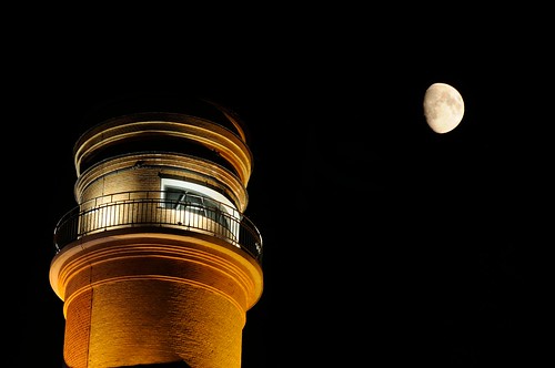 moon lighthouse night mond nacht lübeck leuchtturm travemünde doubleexplosure