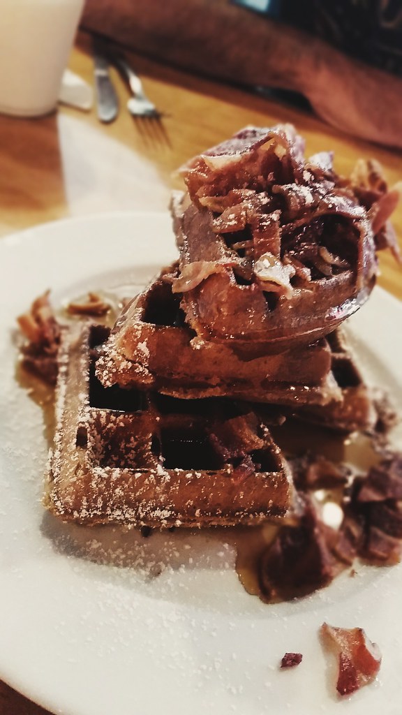 Waffles with maple and bacon at Blue Surf Cafe | Wilmington, North Carolina | Review via PasstheSushi.com