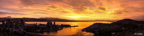 morning sea sky panorama industry sunrise factory colours outdoor cement greece evia chalkis euboea