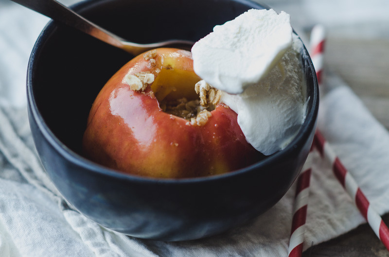 Baked Apple with Vanilla Ice Cream | personallyandrea.com