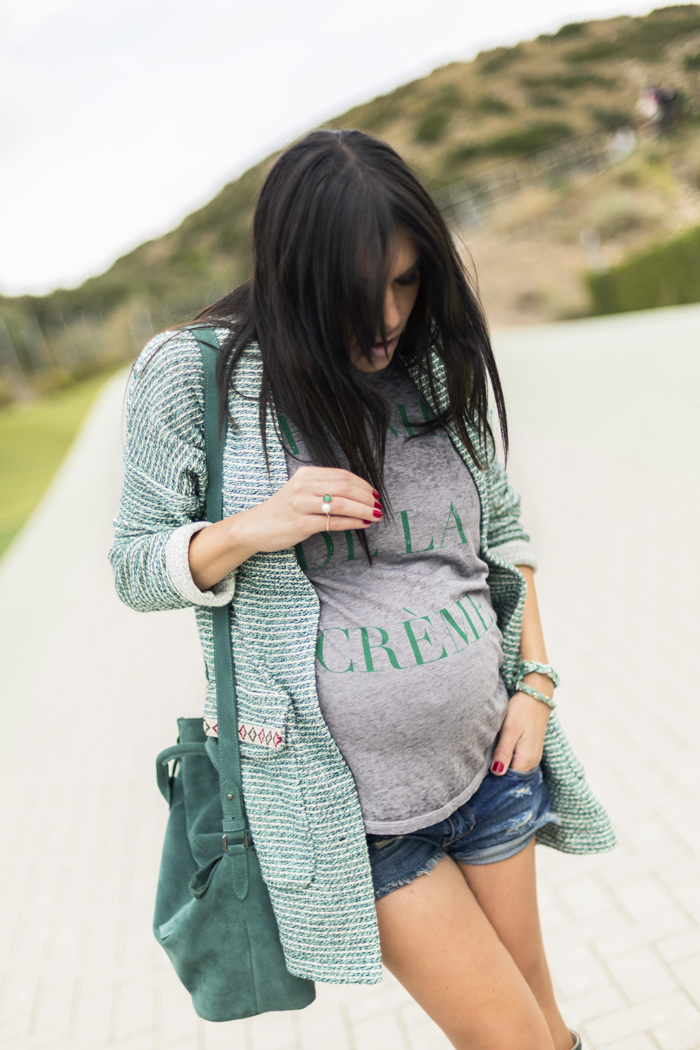 street style barbara crespo hakei green outfit jacket femme de la creme fashion blogger outfit blog de moda