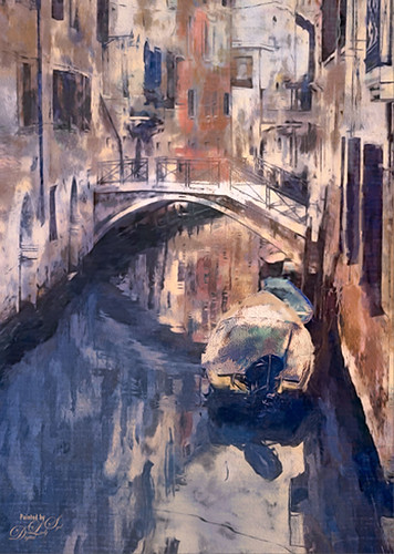 Painted image of a Venetian canal