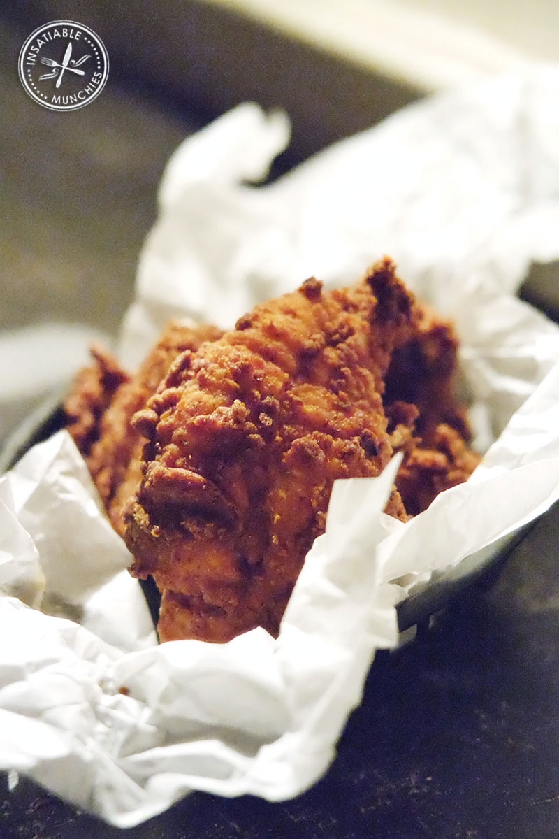 Mary's serves up Southern style fried chicken in an oval basket, couched in baking paper. 