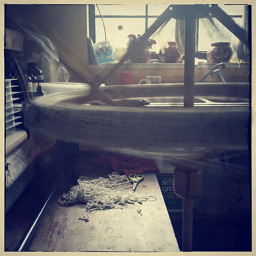 Scenes from a work day: objects in motion #yarn #handdyedyarn