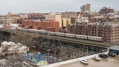 NYC Subway Number 4 Train on Elevated Tracks, The Bronx, New York City