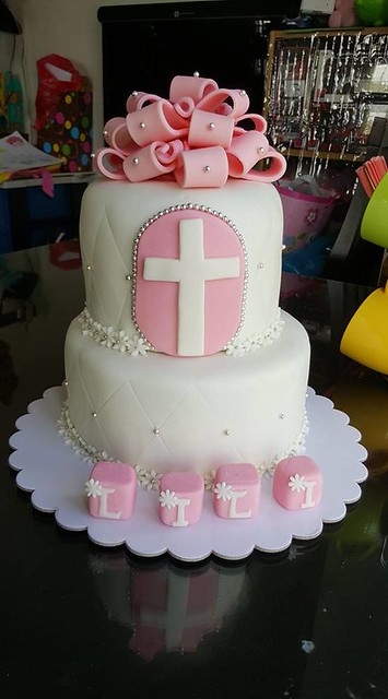 Big Pink Bow Christening Cake by Lovelle Maula-Val of ILY cupcakes and pastries