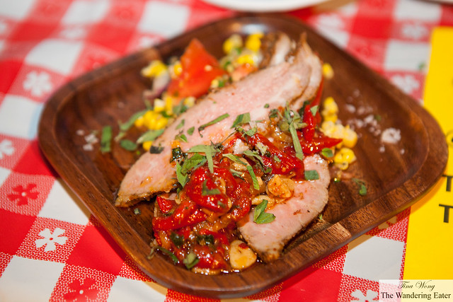 Tchoup Shop - Tri Tip steak, red pepper relish, tomatoes and corn