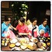 Line of traditionally dressed Korean food blogger girls. They fuckin' their dishes up. Taking care of bidness.
