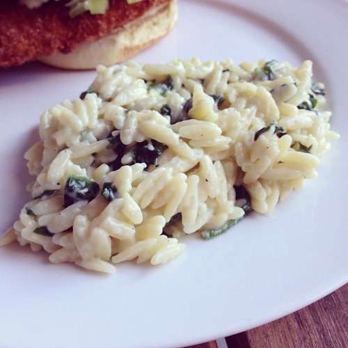 Spinach parm orzo