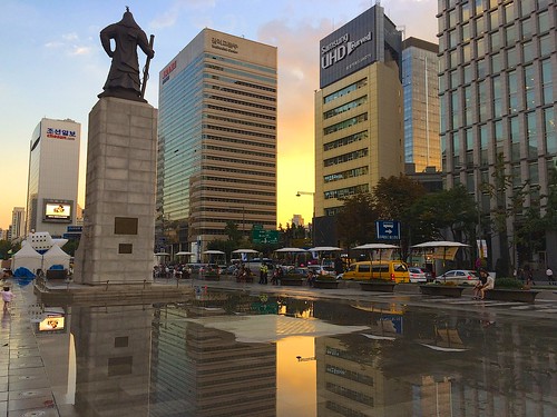 plaza sunset korea seoul photostream 서울 광화문 이순신