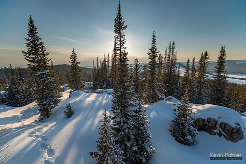 bighornmountains wyoming highpark firelookouttower spring april snow snowy evening bighornnationalforest nikond750 irix15mmf24 pinetrees cold hdr sun backlit shadows tracks snowshoe