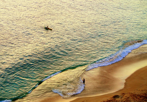 sunset sea vacation golden fisherman kayak waves oahu pacificocean shore greeting makaha hawaiianislands hawaiianprincess