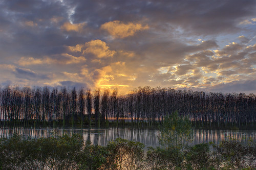 sunset nature clouds river delta hdr