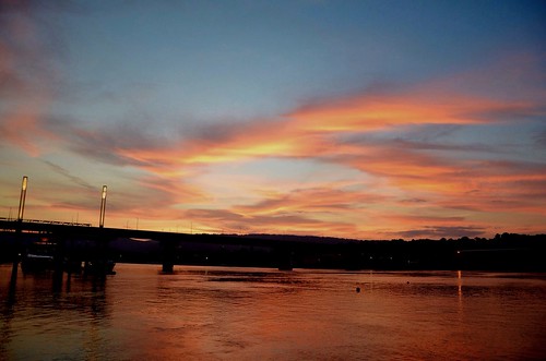 sunset red orange white reflection yellow clouds evening pier twilight flickr glow dusk tennessee gray lamps tennesseeriver chattanoogatn
