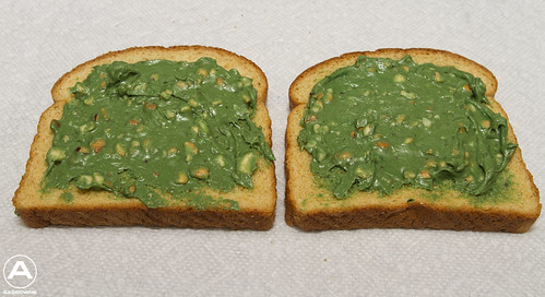Spread liberally on two slices of bread