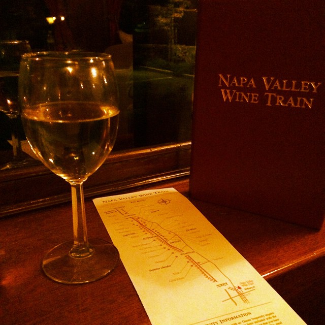 Enjoying a lovely dinner and some wine aboard the Napa Valley @winetrain! #anniversary