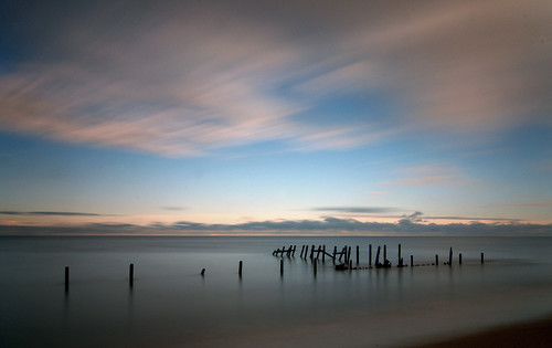 longexposure sunset sea sky beach clouds coast seaside norfolk silhouettes eastanglia groynes happisburgh