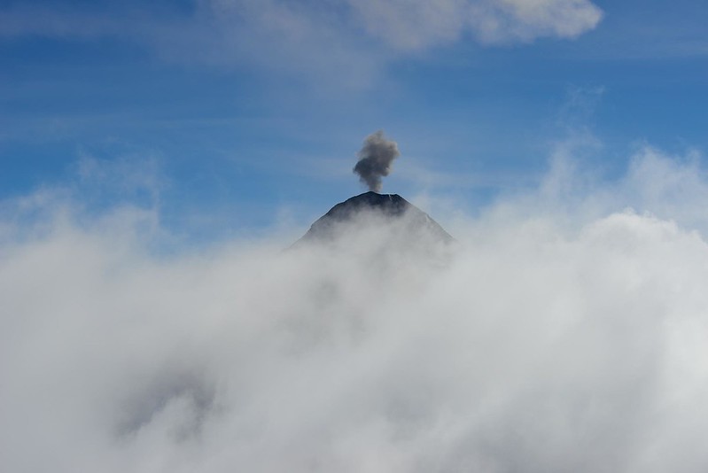 Volcan Fuego between Clouds - Antigua