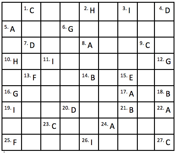 Vol. 42 Issue 2: Trivia Sudoku Solutions: Letters