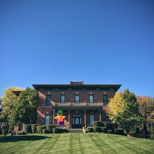 autumn house building brick fall home halloween leaves facade square fun outside leaf scary october exterior view victorian style neighborhood spooky kansascity frankenstein squareformat treat trick iphoneography instagramapp uploaded:by=instagram heritagehillswest