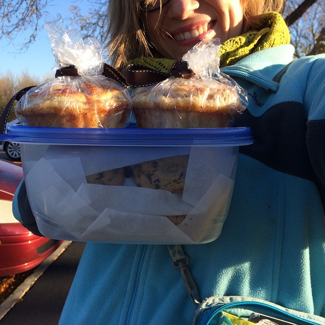 Carrying our goodies in for M's school's Election Day bake sale.