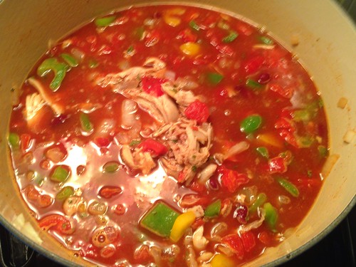 spicy chicken soup simmering 