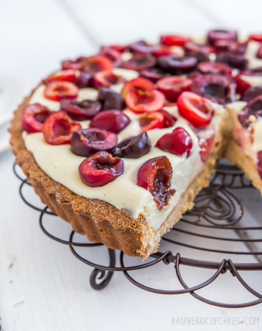 Cherry and Vanilla White Chocolate Tart with a Brown Butter Shell