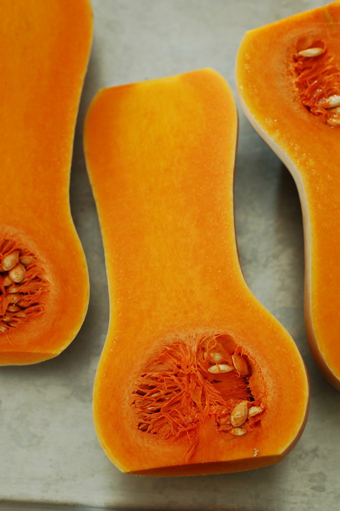 Butternut squash halves by Eve Fox, The Garden of Eating, copyright 2014