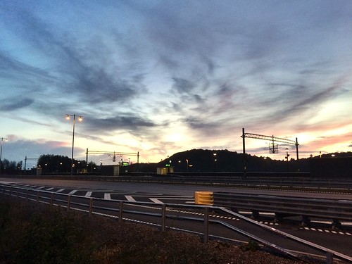 sunset sky clouds motorway