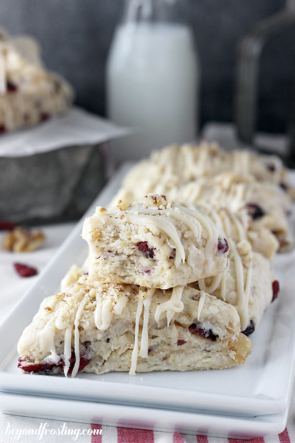 Cranberry Maple Walnut Scones with a Brown Butter Maple Glaze