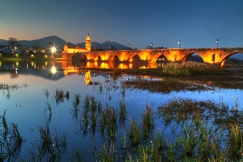 pontedelima bluehour christmas portugal bridge church dusk river