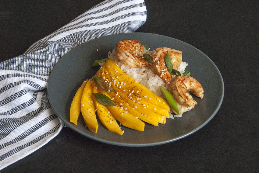 Chilli Lime Shrimp with coconut rice and mangoes 3