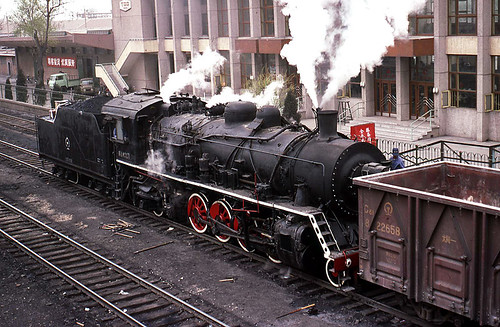 china station train transport engine rail railway steam transportation locomotive kodachrome jf 282 tangshan jf4007