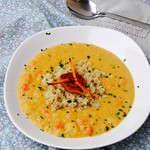 Red lentils, carrot and leek soup with quinoa