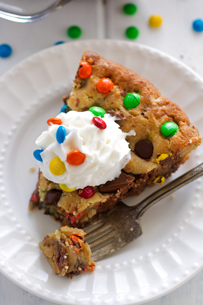 Loaded Chewy Chocolate Chip M&M Cookie Cake