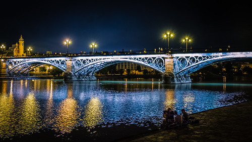 bridge light water night seville trianna