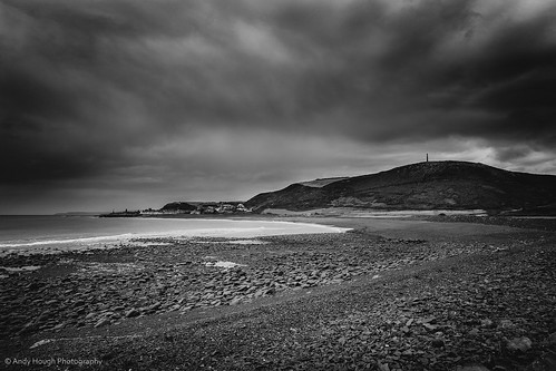 sea bw tourism beach monochrome wales clouds landscape blackwhite moody gloomy unitedkingdom sony hill shingle aberystwyth coastal pendinas sonyalpha andyhough tanybwichbeach slta77 tanybwich sonyzeissdt1680 andyhoughphotography