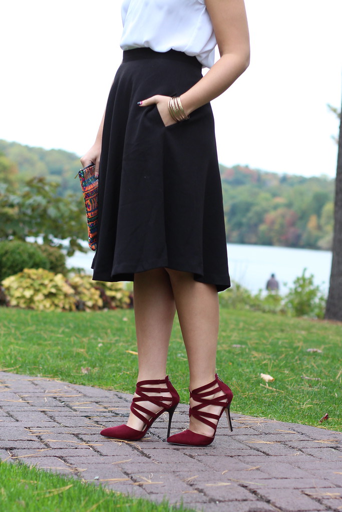 East vs. West Style: Fall Beauty | Black Midi Skirt & Sequin Clutch | #LivingAfterMidnite