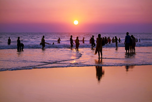 sunset sky orange sun beach colors silhouette yellow clouds sand waves colours purple 1855mm bangladesh coxsbazar 450d russelljohn