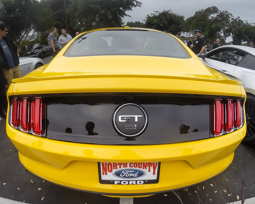 auto california morning cars ford coffee sunrise automobile unitedstates sandiego saturday carlsbad fordmustang meet 50thanniversary exhaust musclecar mustanggt tailights yellowcar carporn carmeet gopro 2015fordmustang