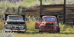 Dump truck wrecks - Atlas Coal Mine National Historic Site, East Coulee, Alberta