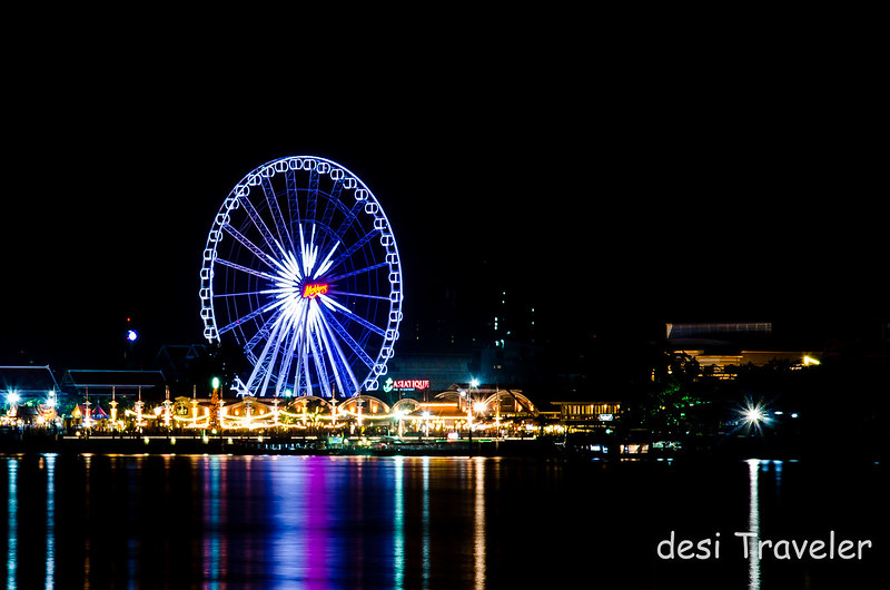 A Ferris Wheel on banks of Chao Phraya in Bangkok