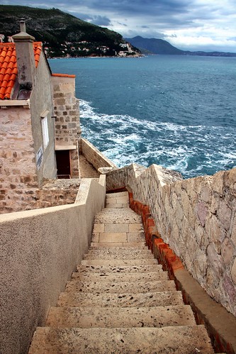 sea wall colorful stair steps croatia fortress adriaticsea canon600d snapseed