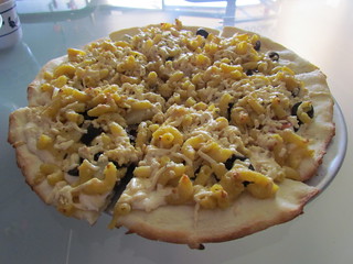Mac and Yeese Pizza with pineapple and olives from Pizza Pi