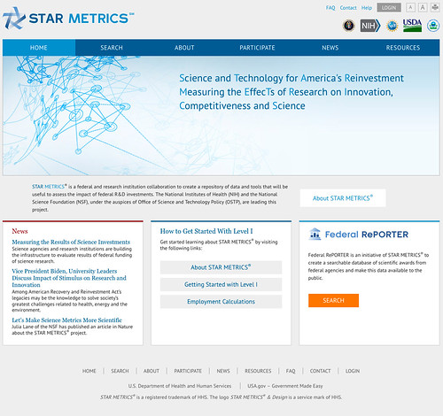 STAR METRICS program screenshot.
